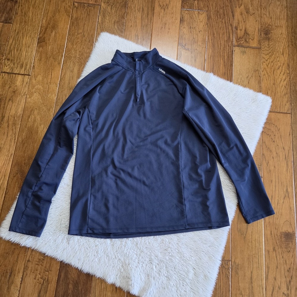 UNRL 1/4 Zip Pullover Long Sleeve Shirt Men's XL Navy Blue READ